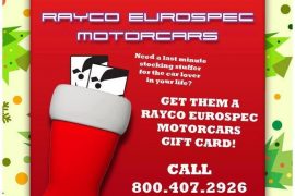 Great Gift Certificates at Rayco Eurospec Motorcars